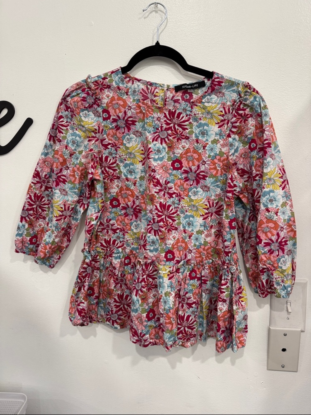 Sugarlips Floral Peplum Blouse - Multi Pink